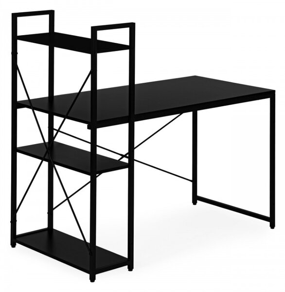Íróasztal polccal LOFTY 120x60 cm, fekete