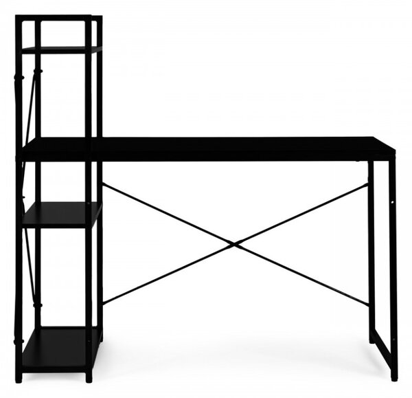 Íróasztal polccal LOFTY 120x60 cm, fekete