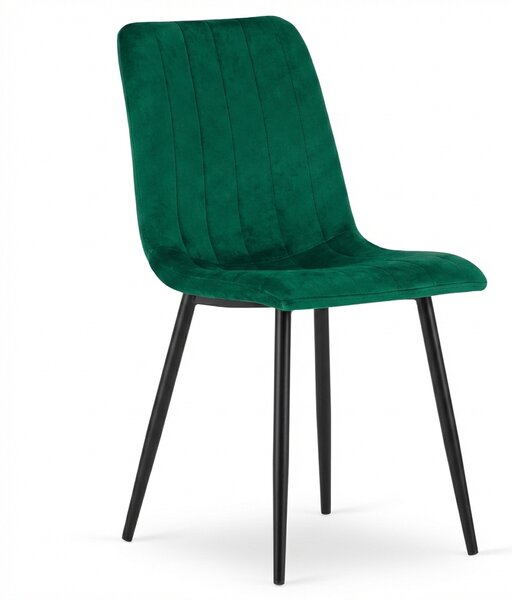 Sötétzöld bársonyszék LAVA BOTTLE GREEN fekete lábakkal