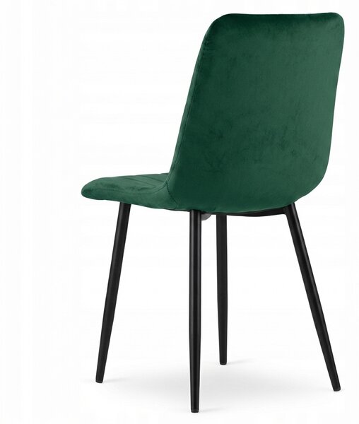 Sötétzöld bársonyszék LAVA BOTTLE GREEN fekete lábakkal