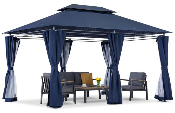 Tengerészkék Ibiza 3x4m kerti pavilon szúnyoghálóval Garden Point