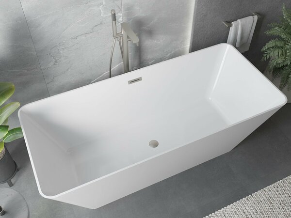 Mexen Velo Slim szabadon álló kád 170 x 75 cm, fehér, matt nikkel túlfolyó - 52811707500-97