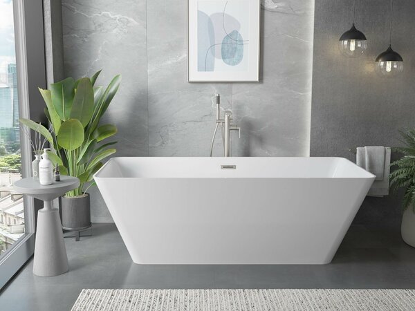 Mexen Velo Slim szabadon álló kád 170 x 75 cm, fehér, matt nikkel túlfolyó - 52811707500-97