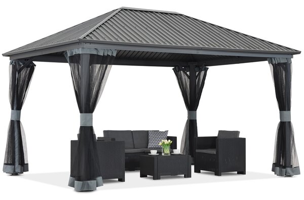 Szardínia 3x6 fém pavilon szúnyoghálóval Garden Point antracit