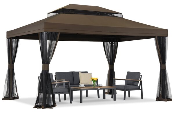 Barna kerti pavilon szúnyoghálóval Valencia 3x4 m Garden Point