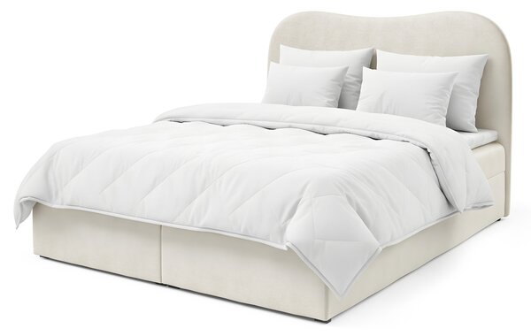 AMBRA LUX kárpitozott boxspring ágy ágyneműtartóval 160x200 - krémszín