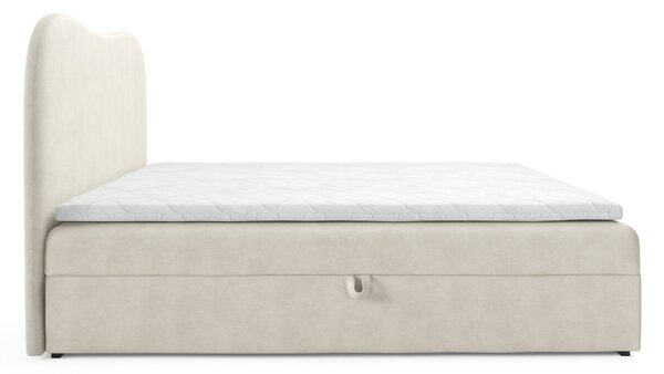 AMBRA LUX kárpitozott boxspring ágy ágyneműtartóval 160x200 - krémszín