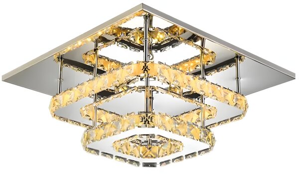 Toolight Szerszámlámpa - LED kristály mennyezeti lámpa 8W négyzet 30x30cm APP409-C, meleg fény 3000K, OSW-65007