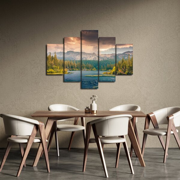 Egy kép a hegyi folyó és a hegyek (150x105 cm)