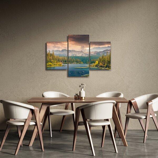 Egy kép a hegyi folyó és a hegyek (90x60 cm)