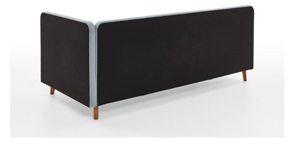 Világoskék kárpitozott egyszemélyes ágy tárolóhellyel 90x200 cm Cabana – Meise Möbel