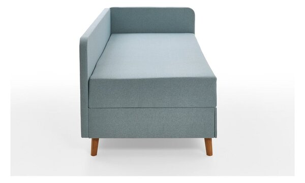 Világoskék kárpitozott egyszemélyes ágy tárolóhellyel 90x200 cm Cabana – Meise Möbel