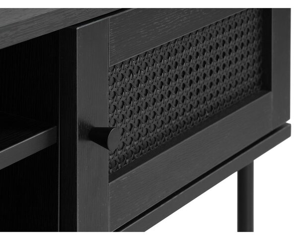 Fekete TV-állvány tölgyfa dekorral 120x43 cm Pensacola – Unique Furniture