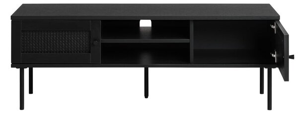 Fekete TV-állvány tölgyfa dekorral 120x43 cm Pensacola – Unique Furniture