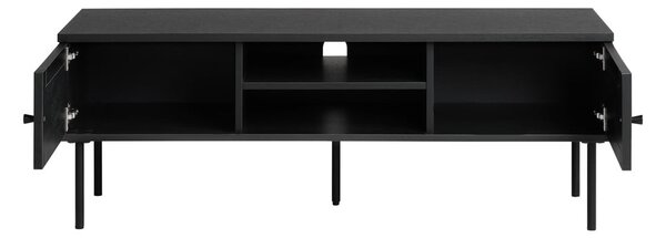 Fekete TV-állvány tölgyfa dekorral 120x43 cm Pensacola – Unique Furniture