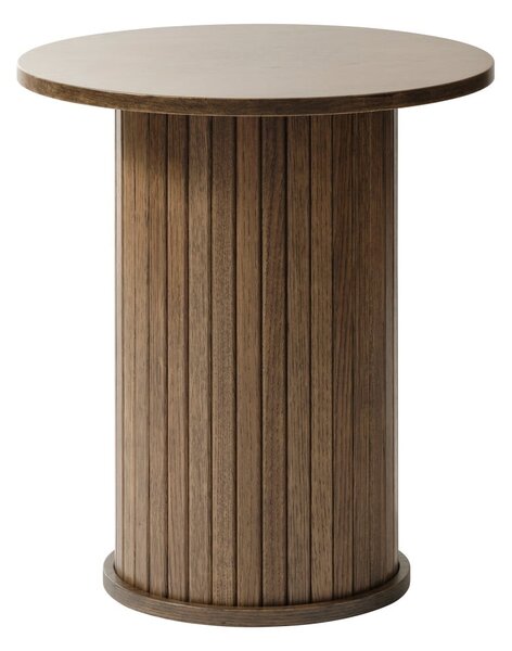 Kerek tárolóasztal tölgyfa dekorral ø 50 cm Nola – Unique Furniture