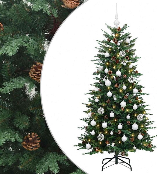 Műkarácsonyfa gömbbel 150 cm 150 LED Meleg fehér PE és PVC Zöld
