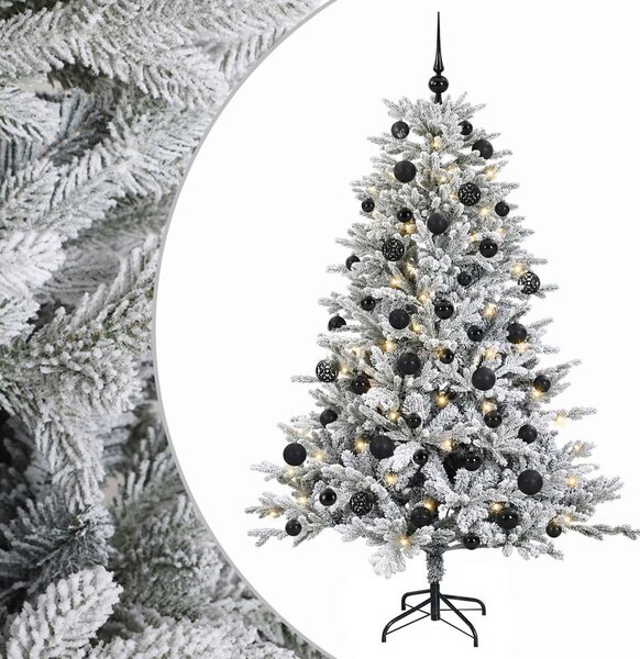 Műkarácsonyfa gömbbel 120 cm 150 LED Meleg fehér PVC és fém
