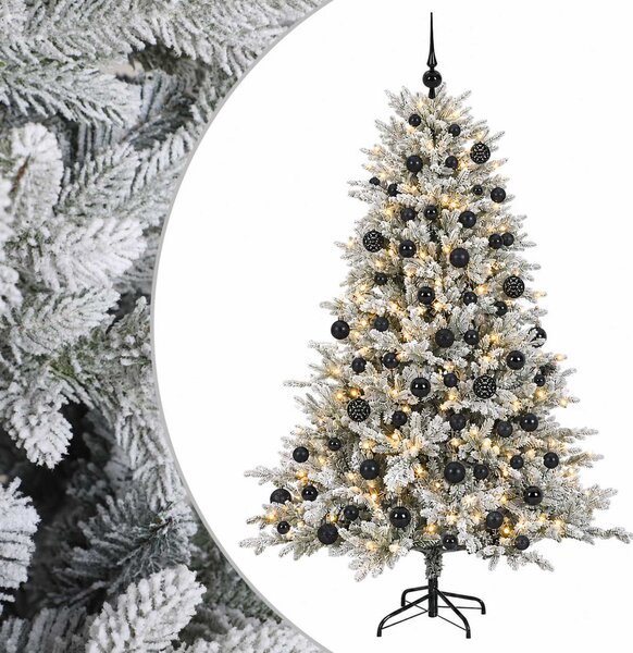 Műfenyő gömbökkel 180 cm 300 LED Meleg fehér PVC és fém