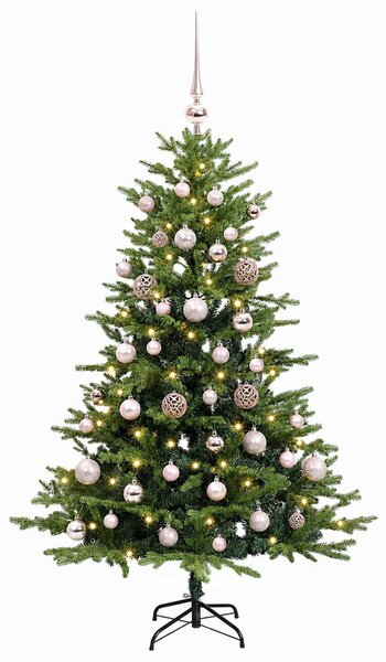 Műfenyő gömbökkel 120 cm 150 LED Meleg fehér PVC és fém Zöld