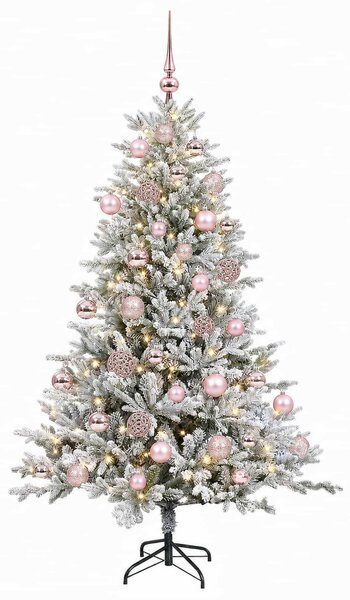 Műkarácsonyfa gömbbel 120 cm 150 LED Meleg fehér PVC és fém