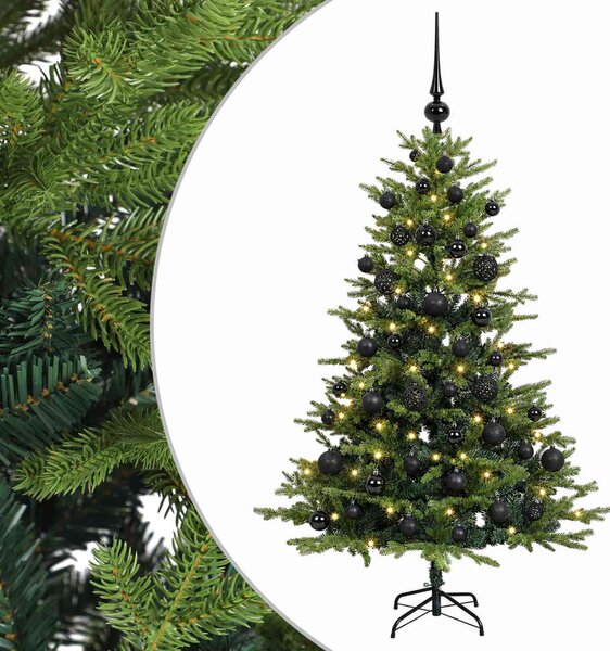 Műkarácsonyfa gömbbel 120 cm 150 LED Meleg fehér PVC és fém