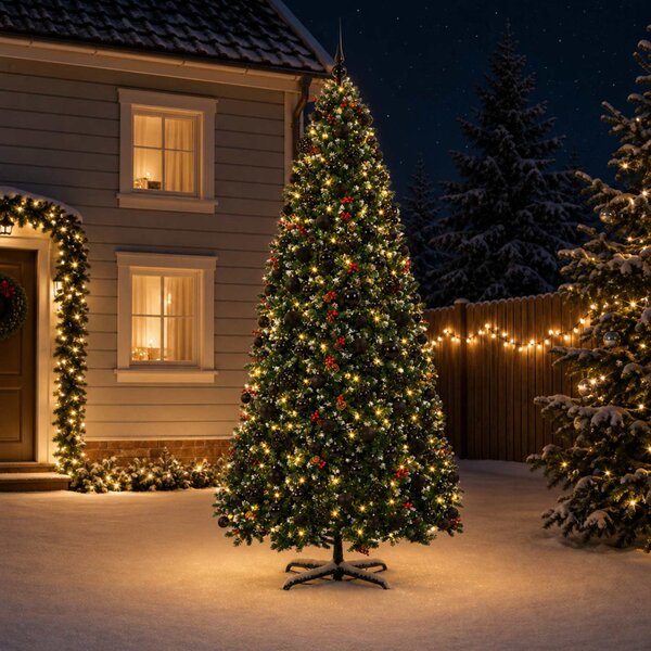 Műfenyő zsanéros ágakkal és gömbökkel 400 cm 600 LED