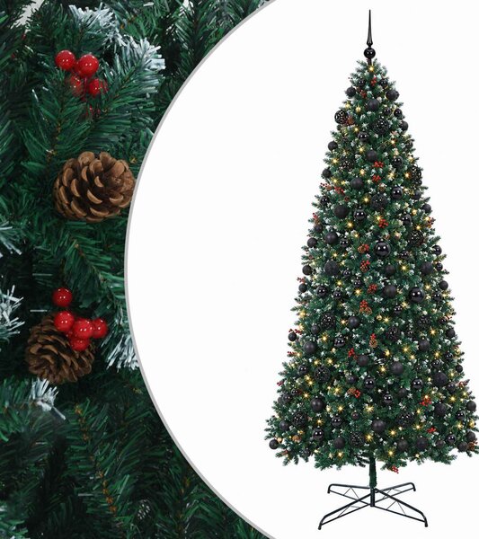 Műfenyő zsanéros ágakkal és gömbökkel 400 cm 600 LED