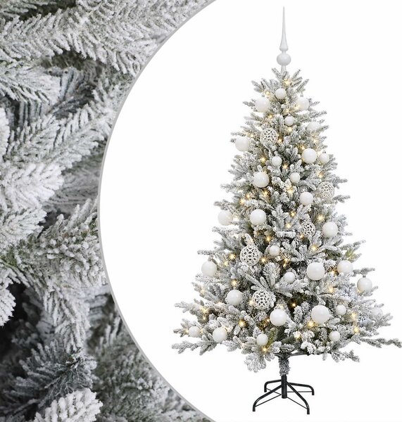 Műfenyő gömbökkel 120 cm 150 LED Meleg fehér PVC és fém