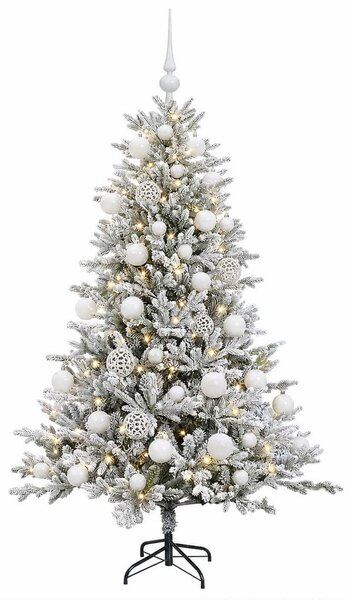 Műfenyő gömbökkel 120 cm 150 LED Meleg fehér PVC és fém