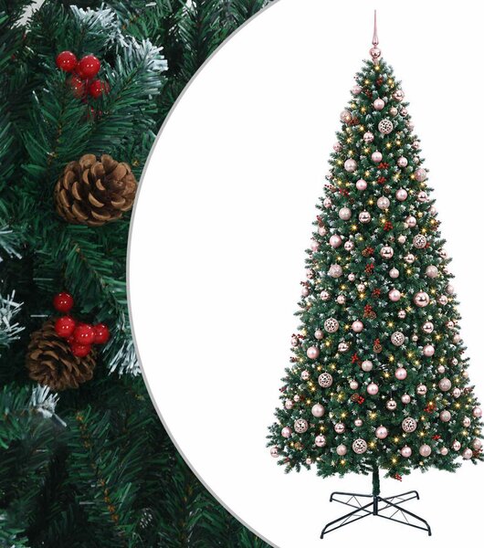 Mű zsanéros karácsonyfa gömbökkel 500 cm 900 LED Meleg fehér