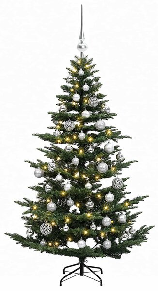 Műkarácsonyfa gömbbel 120 cm 150 LED Meleg fehér PE és PVC Zöld