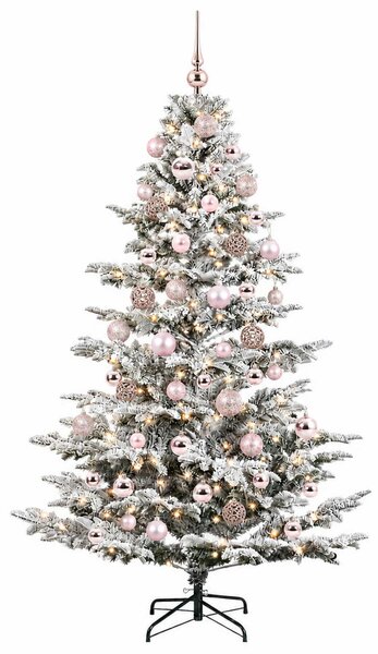 Műkarácsonyfa gömbbel 180 cm 300 LED Meleg fehér PE és PVC
