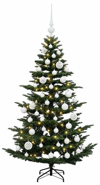 Műkarácsonyfa gömbbel 120 cm 150 LED Meleg fehér PE és PVC Zöld