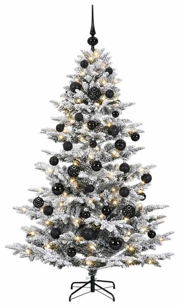 Műkarácsonyfa gömbbel 150 cm 150 LED Meleg fehér PE és PVC