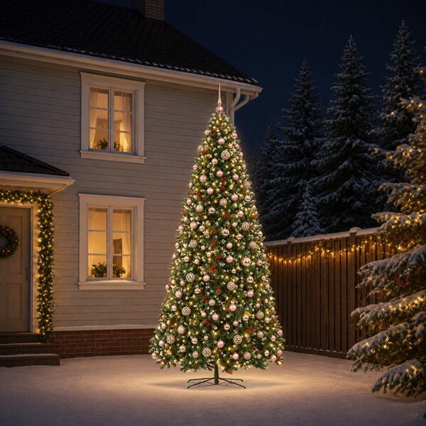Mű zsanéros karácsonyfa gömbökkel 500 cm 900 LED Meleg fehér