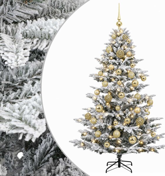 Műkarácsonyfa gömbbel 150 cm 150 LED Meleg fehér PE és PVC