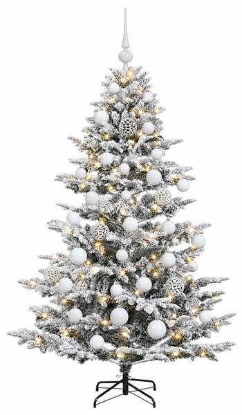 Műkarácsonyfa gömbbel 150 cm 150 LED Meleg fehér PE és PVC
