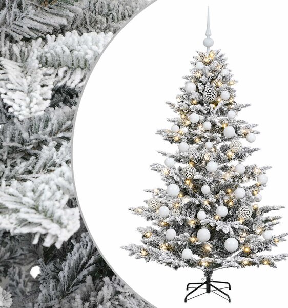Műkarácsonyfa gömbbel 150 cm 150 LED Meleg fehér PE és PVC