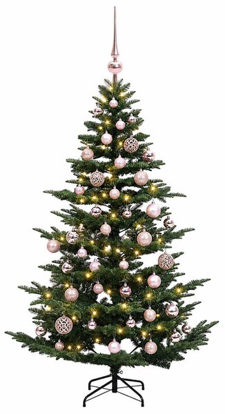 Műkarácsonyfa gömbbel 120 cm 150 LED Meleg fehér PE és PVC Zöld