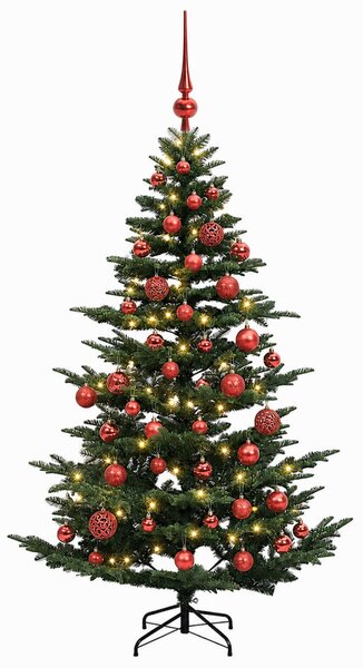 Műkarácsonyfa gömbbel 120 cm 150 LED Meleg fehér PE és PVC Zöld