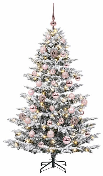 Műkarácsonyfa gömbbel 150 cm 150 LED Meleg fehér PE és PVC