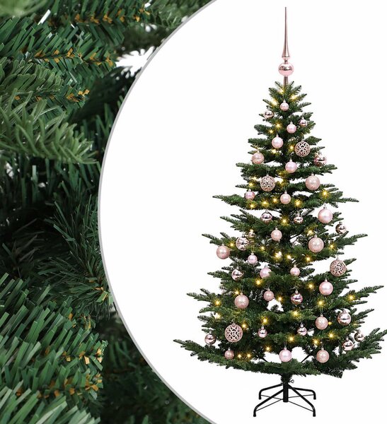 Műkarácsonyfa gömbbel 120 cm 150 LED Meleg fehér PE és PVC Zöld