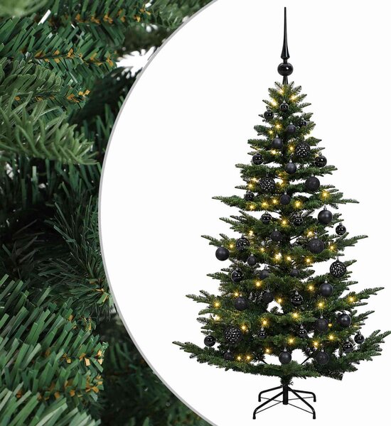 Műkarácsonyfa gömbbel 120 cm 150 LED Meleg fehér PE és PVC Zöld
