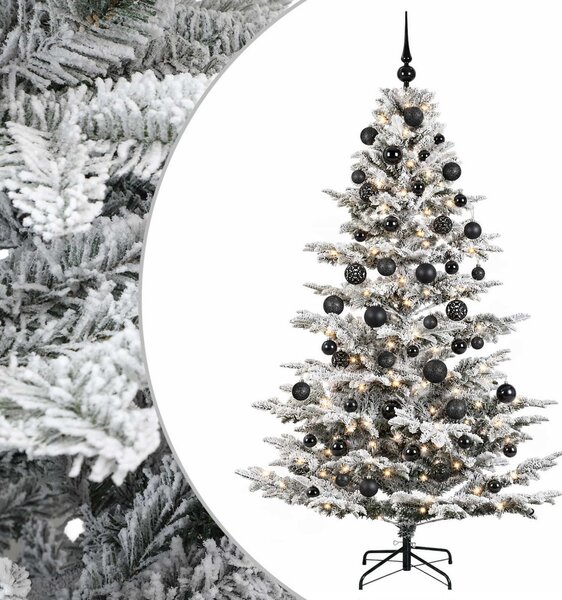 Műkarácsonyfa gömbbel 180 cm 300 LED Meleg fehér PE és PVC