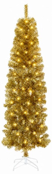 Mű Karcsú Karácsonyi Fa 180 cm 300 LED Meleg fehér PVC és fém
