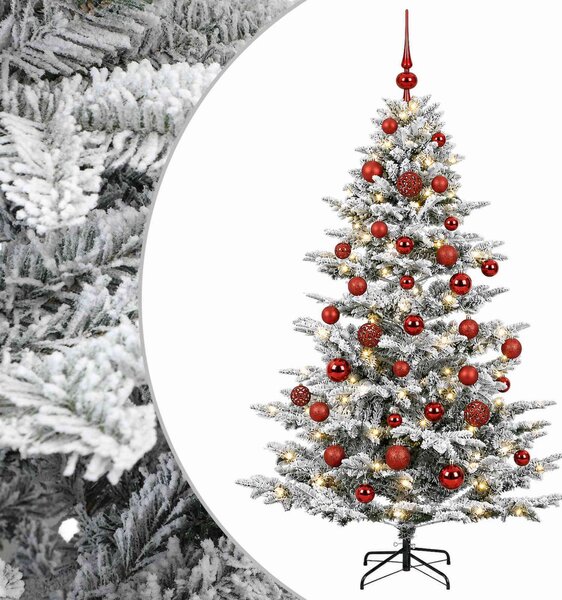 Műkarácsonyfa gömbbel 150 cm 150 LED Meleg fehér PE és PVC