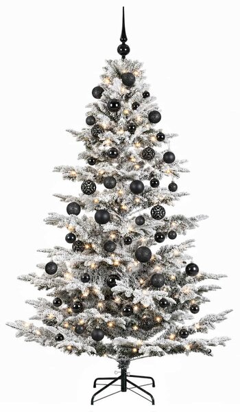 Műkarácsonyfa gömbbel 180 cm 300 LED Meleg fehér PE és PVC