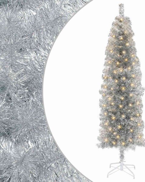 Mű Karcsú Karácsonyi Fa 180 cm 300 LED Meleg fehér PVC és fém