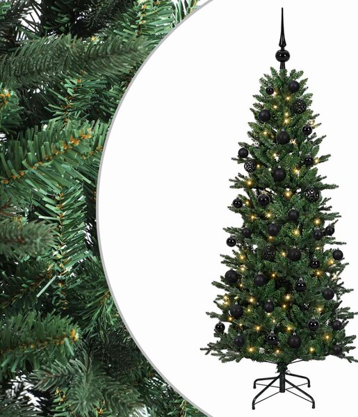 Műkarácsonyfa gömbbel 120 cm 150 LED Meleg fehér PVC és PE Zöld